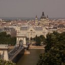 View looking down on Budapest from Castle Hill or VÃ¡rhegy