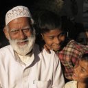 Man sitting in the golden hour, outskirts of Agra