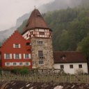 Gorgeous manor driving into mountains above Vaduz