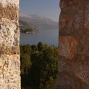 View of Lake Ohrid from street high in the old city