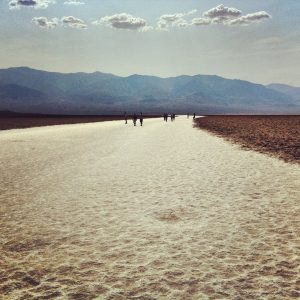 Badwater on an extreme heat day, 130 degrees Fahrenheit