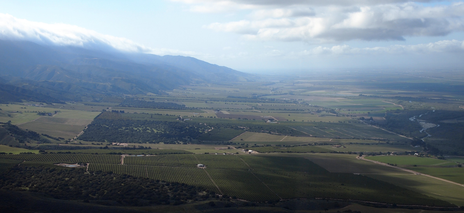 view down the Salinas Valley toward Monterey Bay