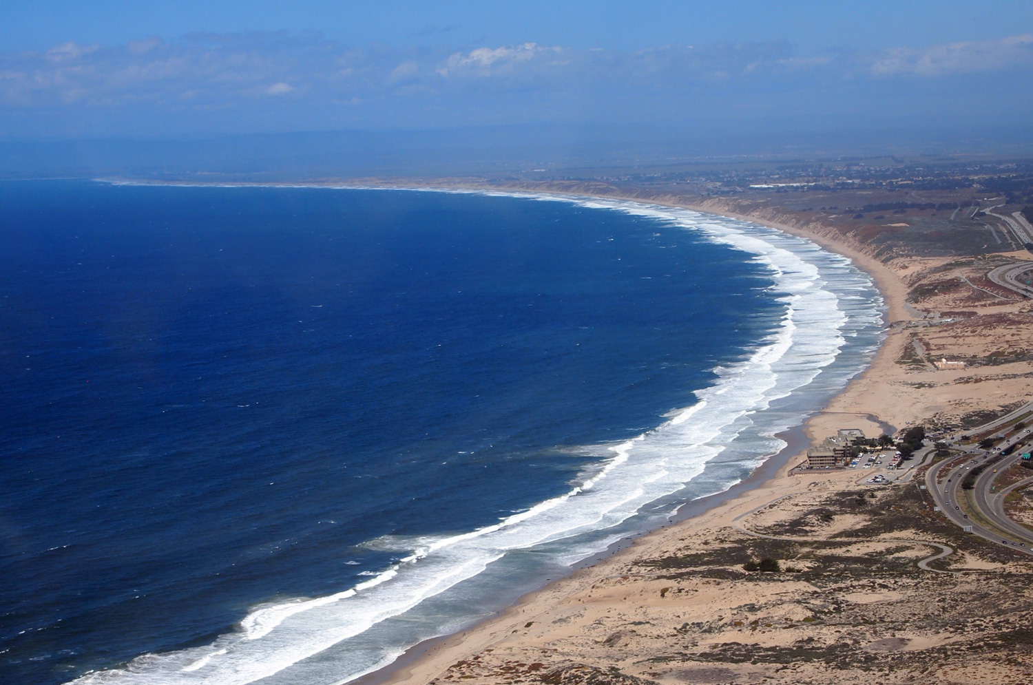 helicopter view of Monterey Bay