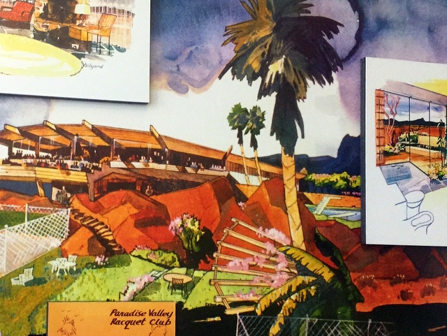 Drawings from the 1955 membership brochure for the Paradise Valley Racquet Club