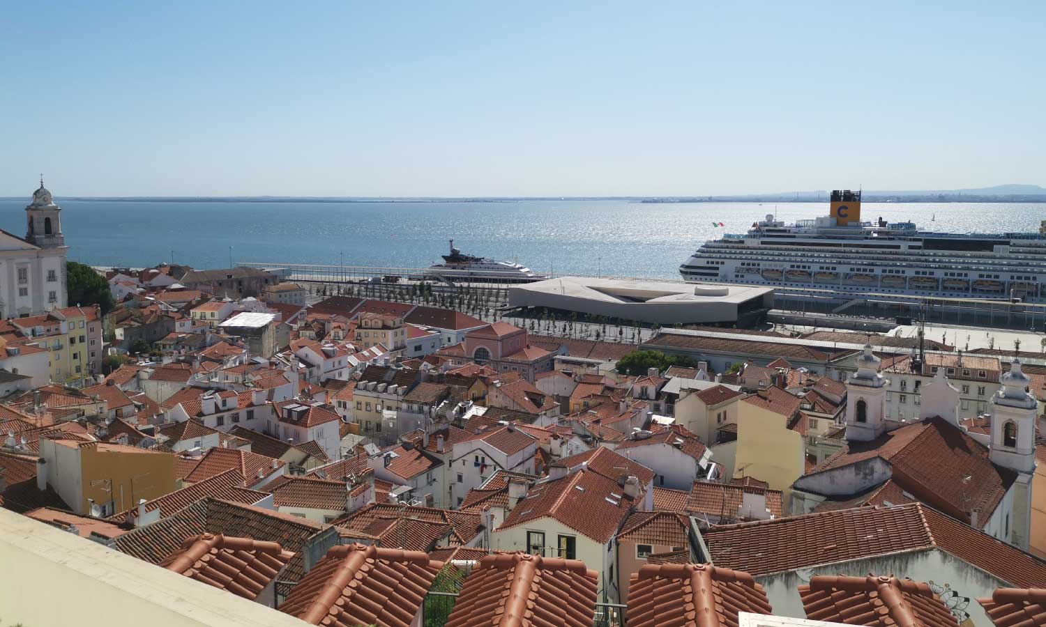 Lisbon travel tips - Shows the Alfama district from above