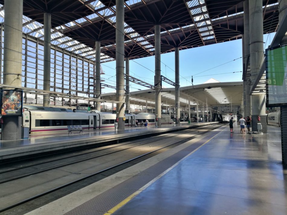 Looking over the quiet platform for high speed trains in Spain