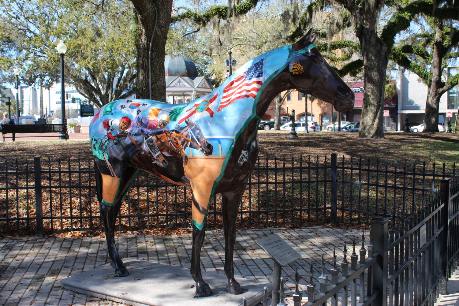 a painted horse statue