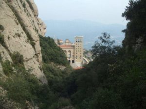 view of the abbey in montserrat spain